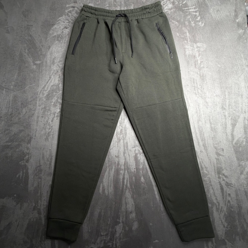 Southpole Jogger Sweatpants Mens XL Olive Green Tech Fleece Zip Pockets Tapered